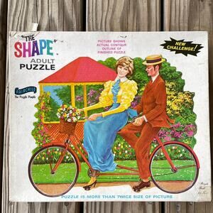 Vintage Fairchild Puzzle The Shape Adult Jigsaw Puzzle Bicycle For Two READ